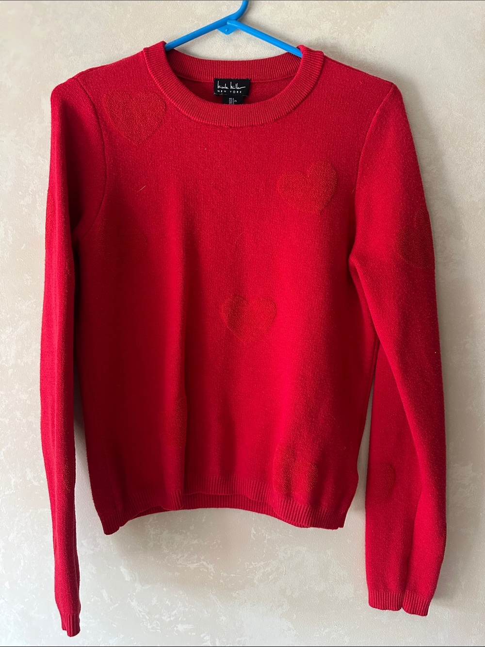kate spade New York Red Crewneck Heart-Accent Sweater